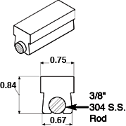 3/4' T-Top Sanitary Guide Rail