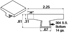 2-1/4' T-Top Sanitary Guide Rail