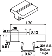 1.7'  Ribbed T-Top Sanitary Guide Rail